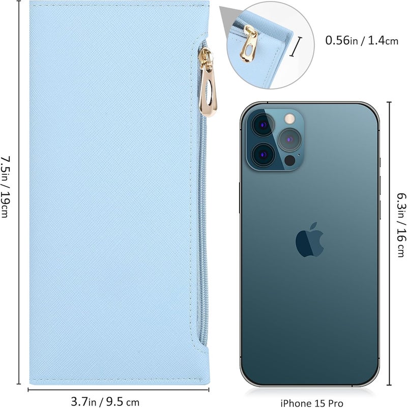 Tipmile Slim Wallet for Women, RFID Blocking Credit Card Holder, Ladies Bifold Wallet with Zipper, Light Blue - Image 2